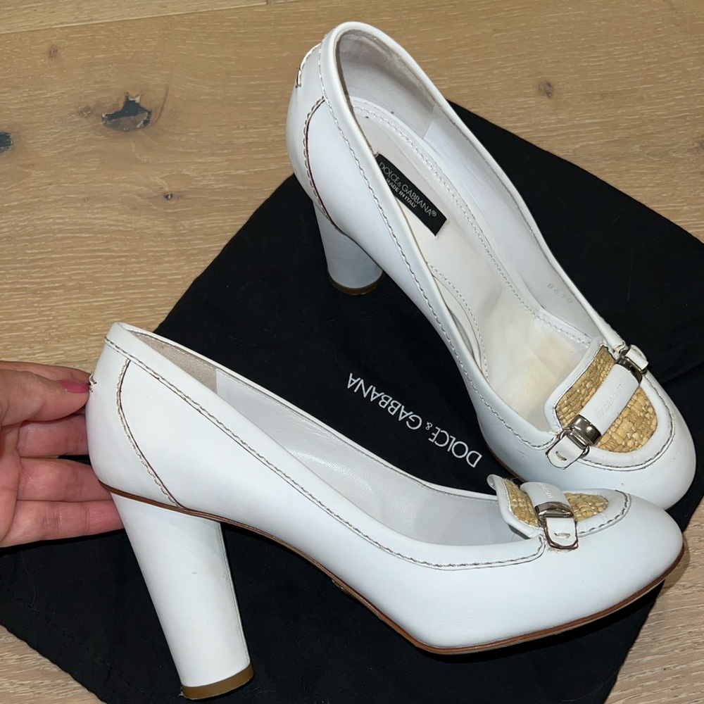 Dolce and Gabbana high heels white shoes
